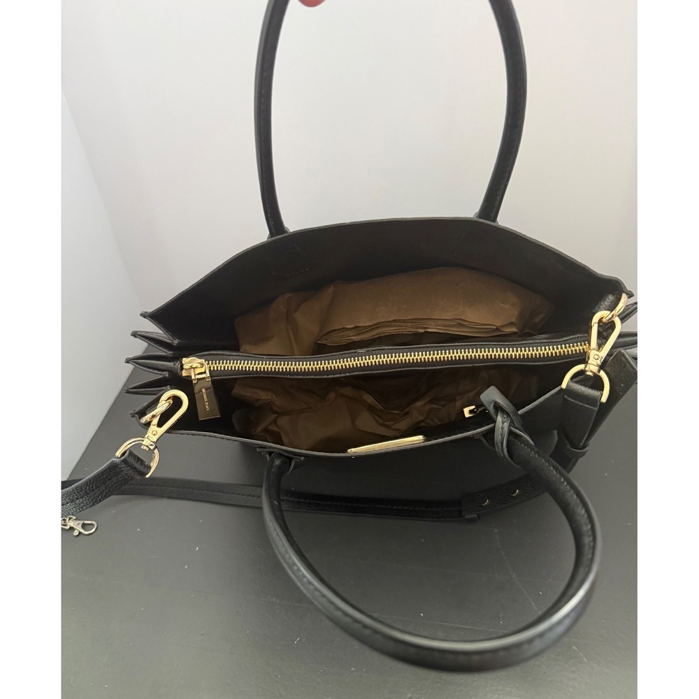 Michael Kors Mercer Tote Accordion Design Black with Gold Hardware Crossbody - Picture 6 of 15